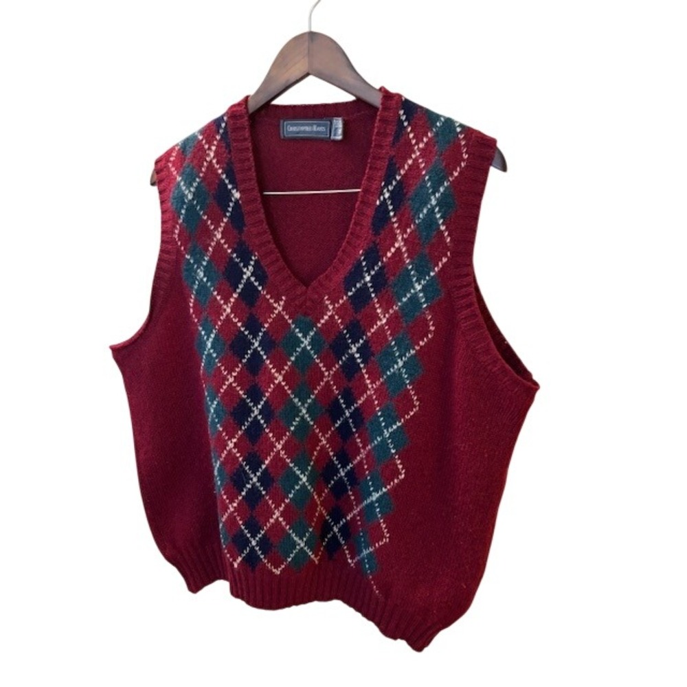 Christopher Hayes Mens XL Argyle Sweater Vest 100% Shetland Wool Made in Ireland
